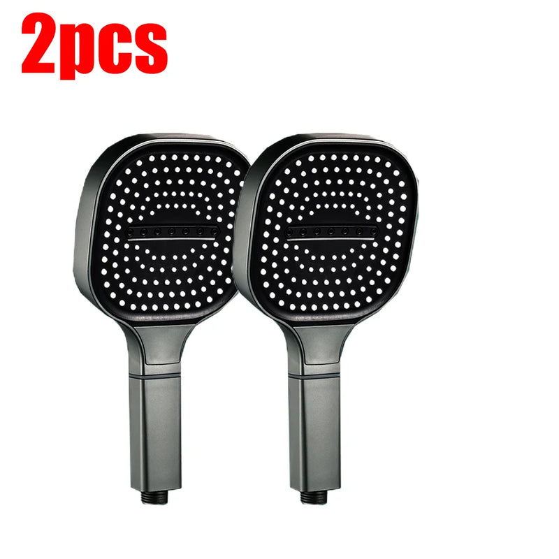 Pommeau de Douche Carré 13 cm, 3 Modes, Noir, Gris ou Argenté