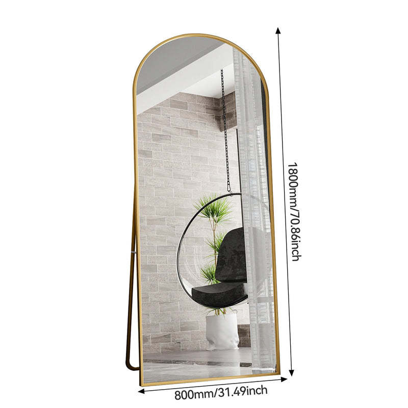Miroir sur Pied XXL Noir ou Doré Verre Trempé