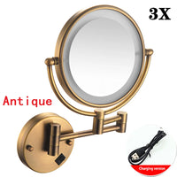 Miroir Grossissant Mural LED Double Face en Laiton 3x ou 5x