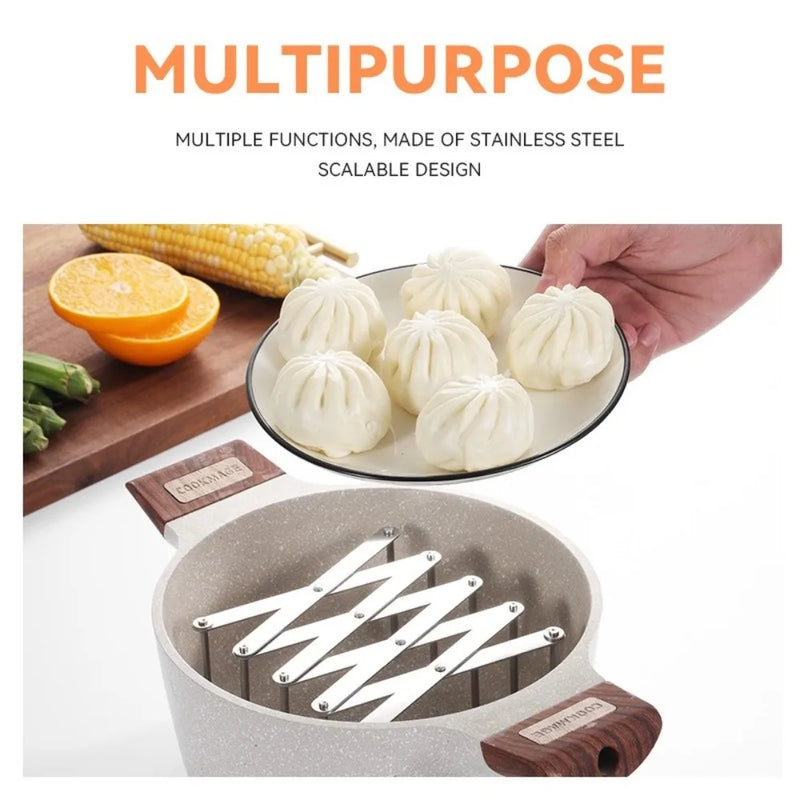 Range-Couvercle Pliable Extensible Inox pour Casseroles, Assiettes et Bols, 2 Tailles