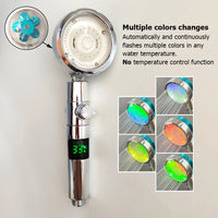 Pommeau de Douche à Hélice LED Haute Pression Noir
