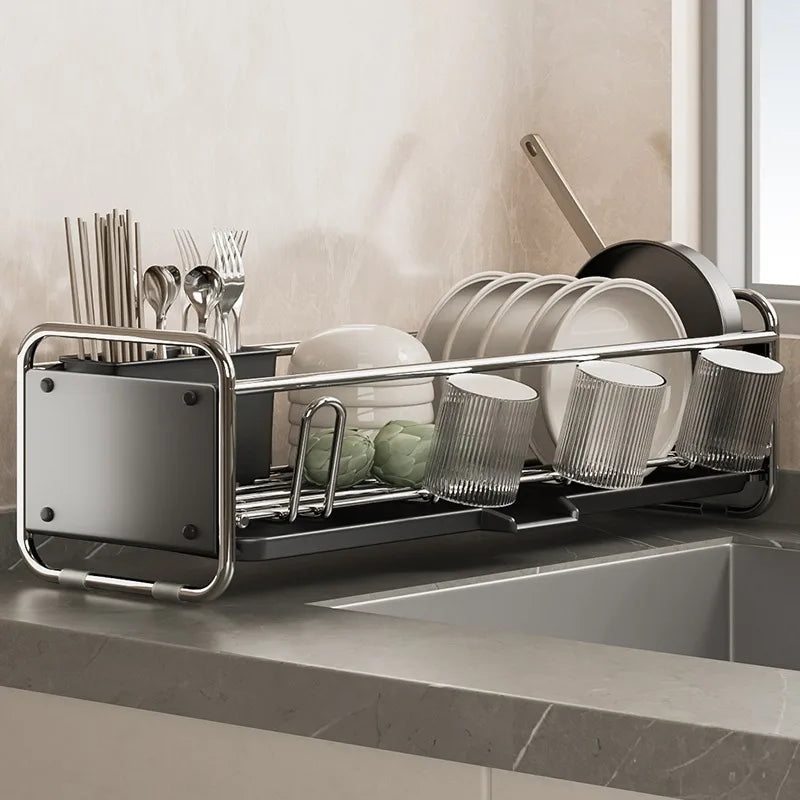 Égouttoir à Vaisselle Latéral Inox 43 cm pour Évier, Gris ou Blanc