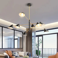 Suspension Cuisine Design Cônes Noirs 4, 6 ou 8 Lampes, Ø 130 cm