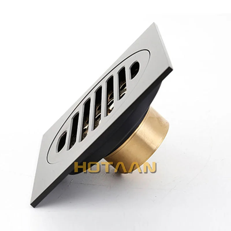 Caniveau de Douche Carré Laiton Noir Mat 10 x 10 cm Anti-Odeur