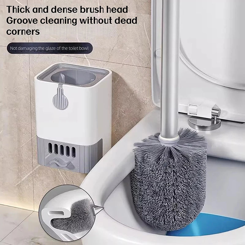 Brosse WC Multifonction à Plateau Coulissant, Bleu ou Blanc, 43,5 cm