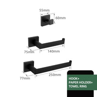 Accessoires Salle de Bain Noir Mat à la Pièce, 21 Articles