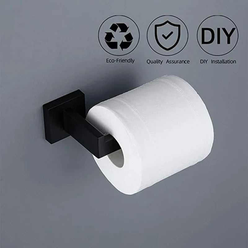 Accessoires Salle de Bain Noir Mat à la Pièce, 13 Articles