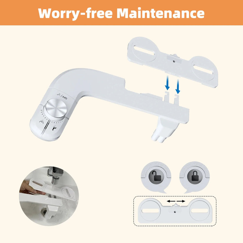 Bidet Toilette Non Électrique Double Buse Autonettoyante Eau Froide
