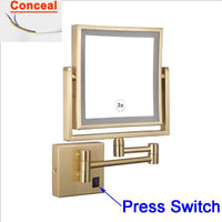 Miroir Grossissant LED Mural Bras Extensible Carré 3X