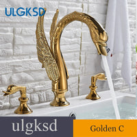 Mitigeur de Lavabo 3 Pièces Cygne Doré Rétro