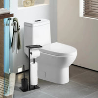 Porte-Papier Toilette sur Pied Noir avec Étagère, Option Brosse WC