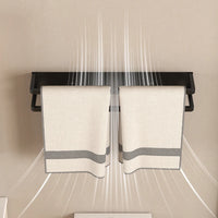 Porte-Serviette Mural Noir Sans Perçage pour Serviettes Roulées, 40 ou 50 cm