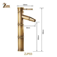 Mitigeur Lavabo Laiton Décor Bambou, 3 Becs, Bas ou Haut