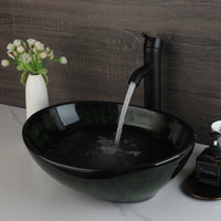 Vasque à Poser Ovale en Céramique avec Robinet et Bonde, 9 Décors