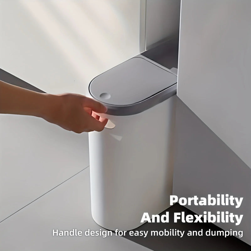 Poubelle Salle de Bain Compacte Poignée Intégrée 10 Litres