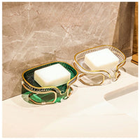 Porte-Savon Drainant Liseré Doré, Vert ou Transparent, 1 ou 2 Niveaux