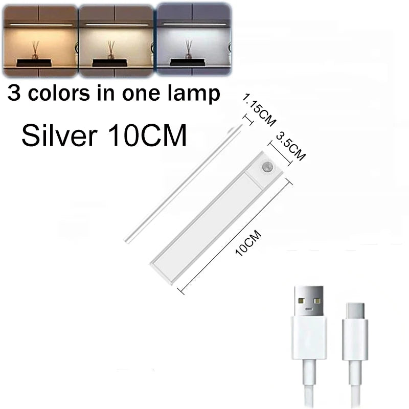 Réglette LED Sous Meuble Aluminium 3 Couleurs avec Détecteur de Mouvement