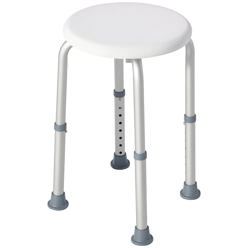 Tabouret de Douche Rond Réglable en Hauteur, Aluminium Antidérapant