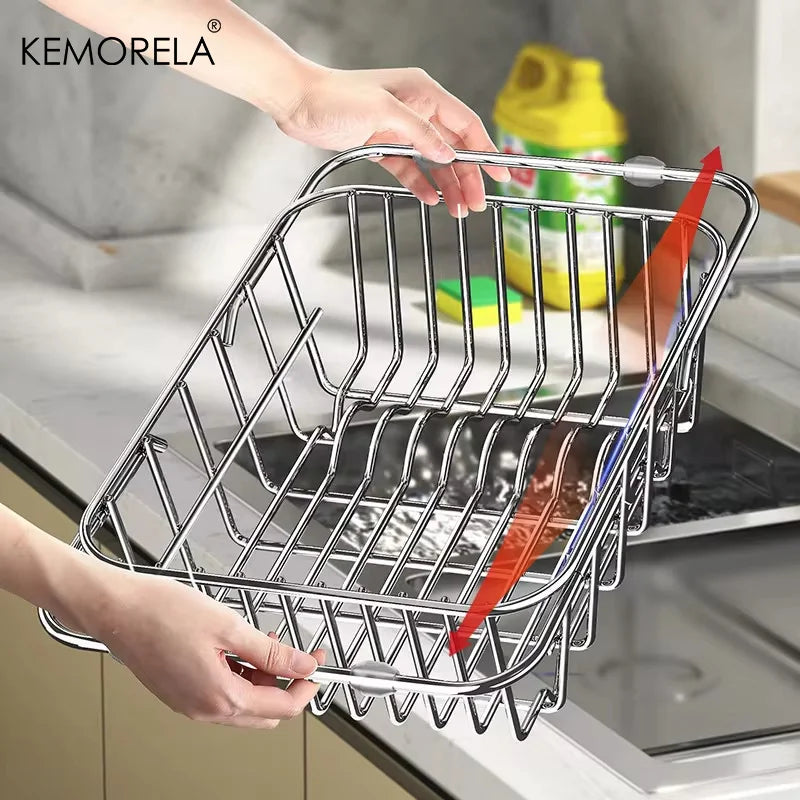 Égouttoir à Vaisselle Extensible en Inox pour Évier, 3 Tailles