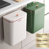 Poubelle de Cuisine Suspendue avec Couvercle Coulissant, Blanc ou Vert, 2 Hauteurs