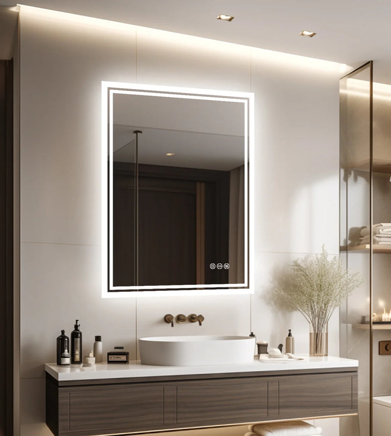 Miroir LED Salle de Bain Rectangulaire Tactile IP65 60x80 cm