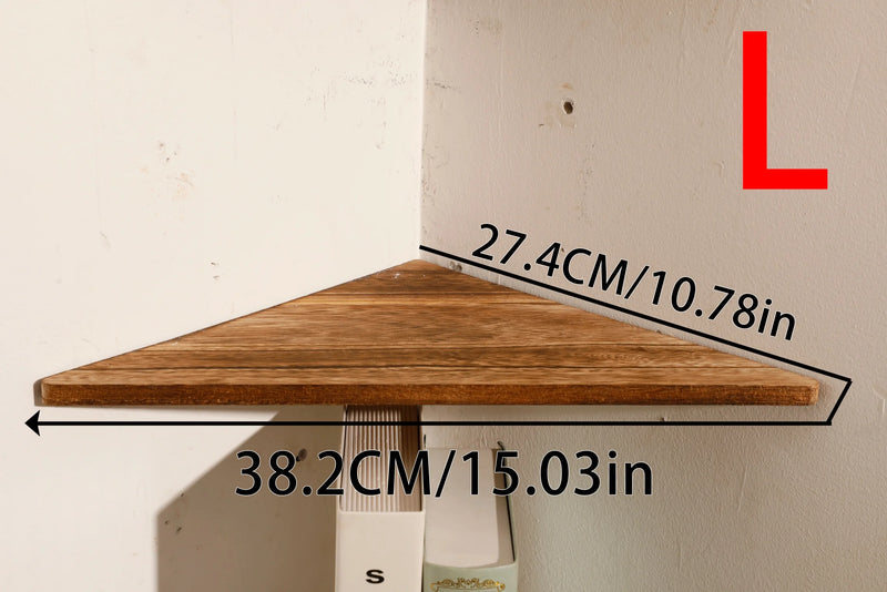 Étagère d'Angle Murale en Bois Brûlé, Étagère Seule ou Lot de 3