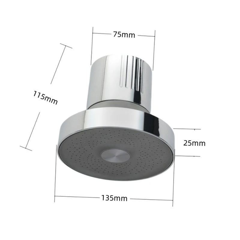 Pommeau de Douche Pluie 15 cm avec Filtre 15 Étages, Noir ou Argent