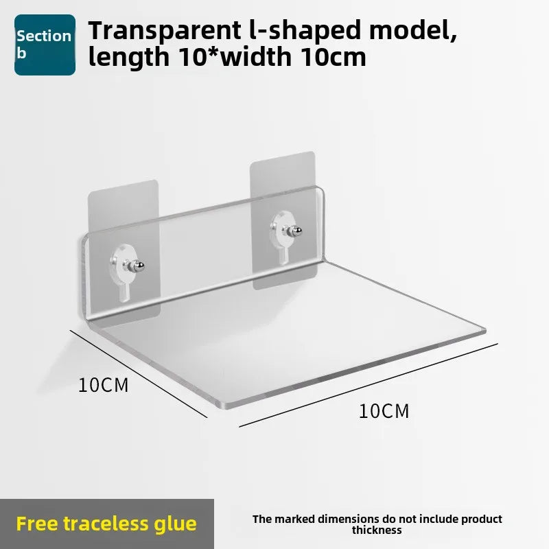 Étagère Salle de Bain Murale en Acrylique Transparente, Sans Perçage