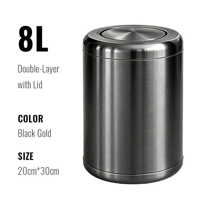 Poubelle de Salle de Bain Luxe Inox Double Couche 8 ou 10 Litres