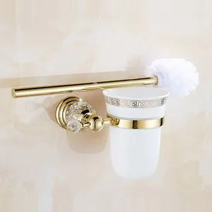 Accessoires Salle de Bain Dorés Cristal à la Pièce, 16 Articles