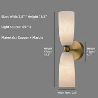 Applique Murale Albâtre et Cuivre G9, 1 ou 2 Têtes, de 20 à 53 cm