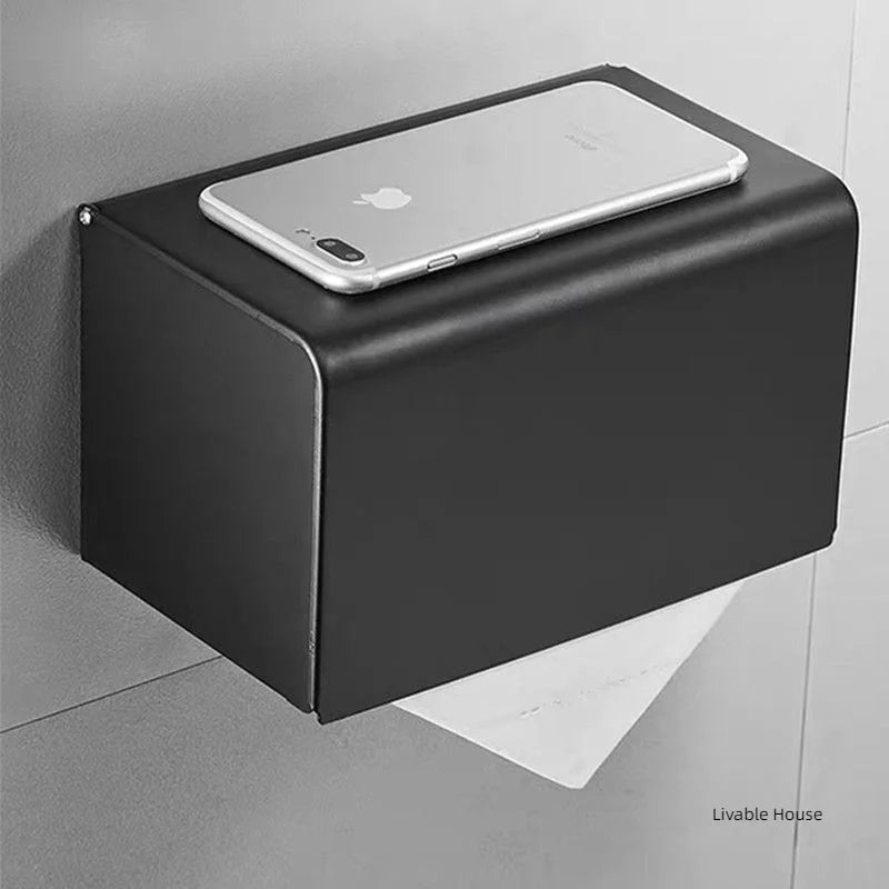 Porte-Papier Toilette Boîte Murale Inox avec Dessus Porte-Téléphone