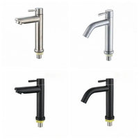 Robinet Lave-Main Inox 304 Noir ou Brossé, Bec Droit ou Courbé