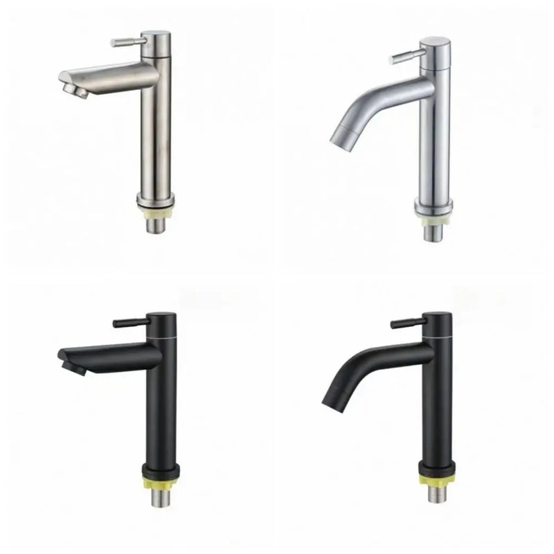 Robinet Lave-Main Inox 304 Noir ou Brossé, Bec Droit ou Courbé