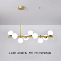 Suspension Cuisine Îlot Globes Verre, 7 à 11 Têtes, Lumière 3 Teintes