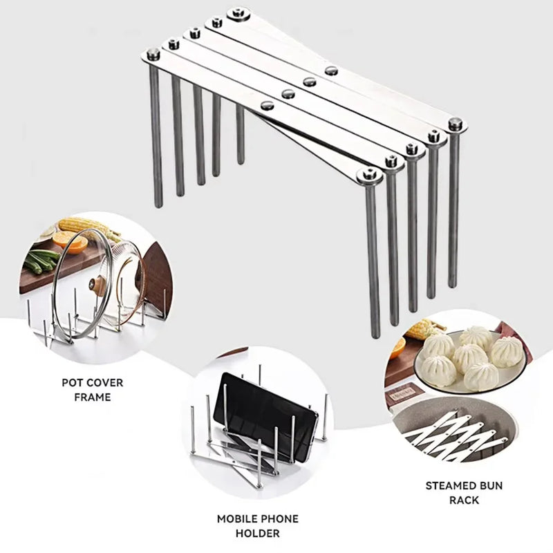Support Rétractable pour Couvercles de Casseroles Inox 2 Pièces