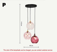 Suspension Cuisine Globes en Verre Coloré Texturé, 1 à 8 Têtes