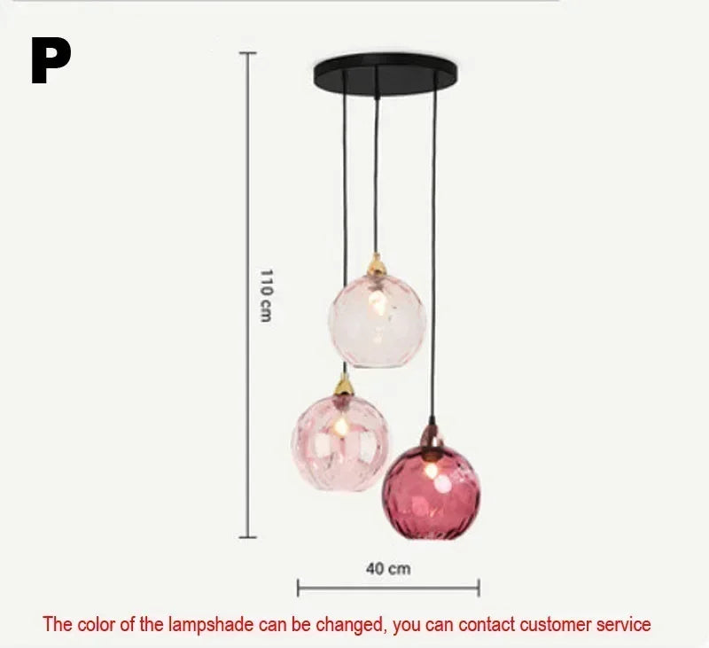 Suspension Cuisine Globes en Verre Coloré Texturé, 1 à 8 Têtes
