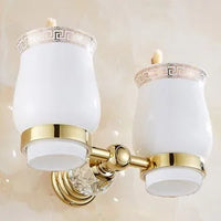 Accessoires Salle de Bain Dorés Cristal à la Pièce, 16 Articles