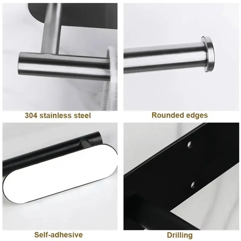 Porte-Papier Toilette Adhésif Sans Perçage en Inox 304 3 Coloris