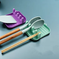 Repose-Cuillère et Spatule à Plateau Rainuré, Plastique PP, 7 Coloris