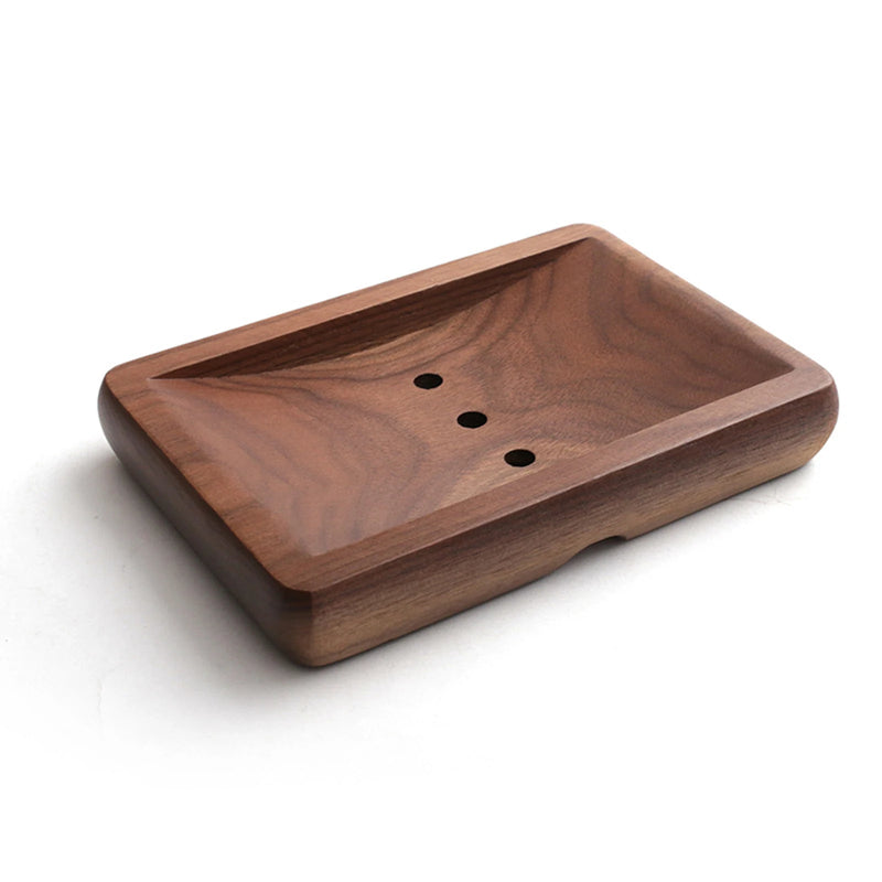 Porte-Savon en Bois de Noyer avec Système de Vidange