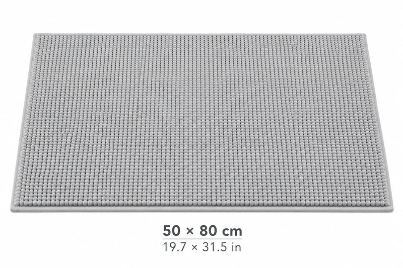 Tapis de Bain Chenille Gris Clair Antidérapant Absorbant, 2 Tailles