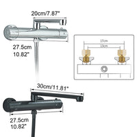Robinet Baignoire Thermostatique Mural Bec Orientable 20 ou 30 cm, Noir ou Chromé