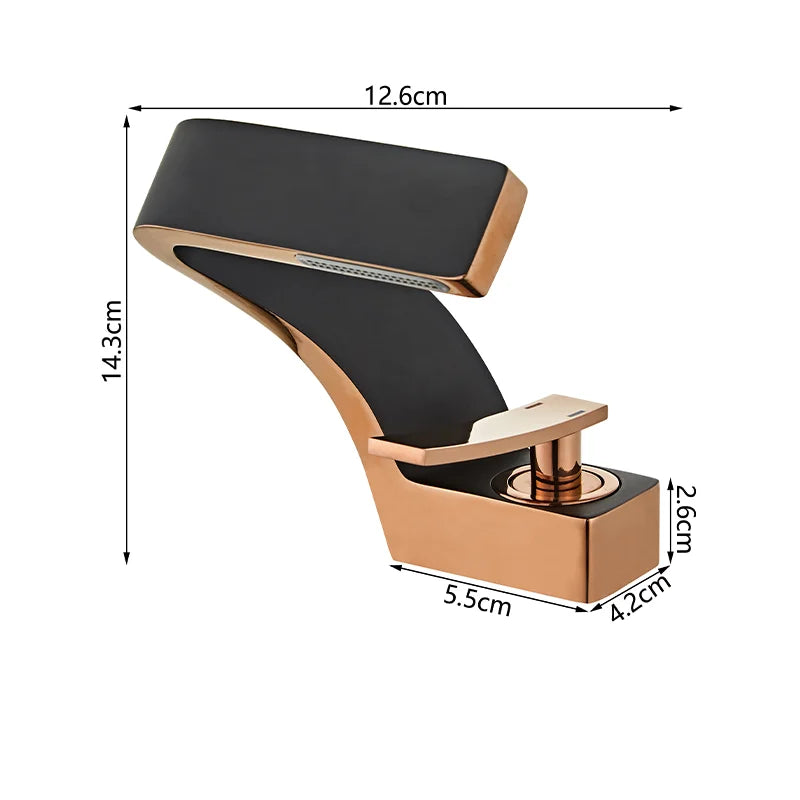 Mitigeur Lavabo Cascade Incliné Laiton, Bec Plat 12,6 cm, 9 Finitions