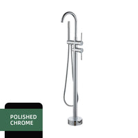 Robinet Baignoire Îlot sur Pied avec Douchette 1,5 m, Laiton, 6 Finitions