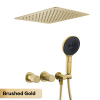 Douche Encastrable Plafond Laiton Carré, Mitigeur 2 Fonctions et Douchette