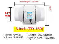 Extracteur d'Air en Ligne Silencieux, 120 à 540 m³/h, Salle de Bain