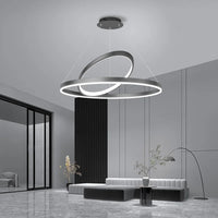 Suspension Cuisine Anneaux LED Noir ou Blanc, Ø 50 à 100 cm