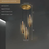 Suspension Cuisine en Cristal et Cuivre, 1 à 3 Lampes